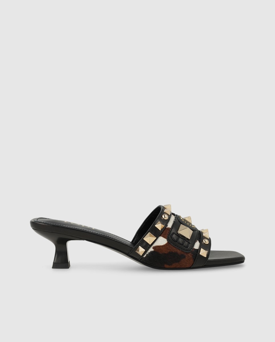 Sandalias de mujer en piel con tachas - Lodi - Negro Negro-1