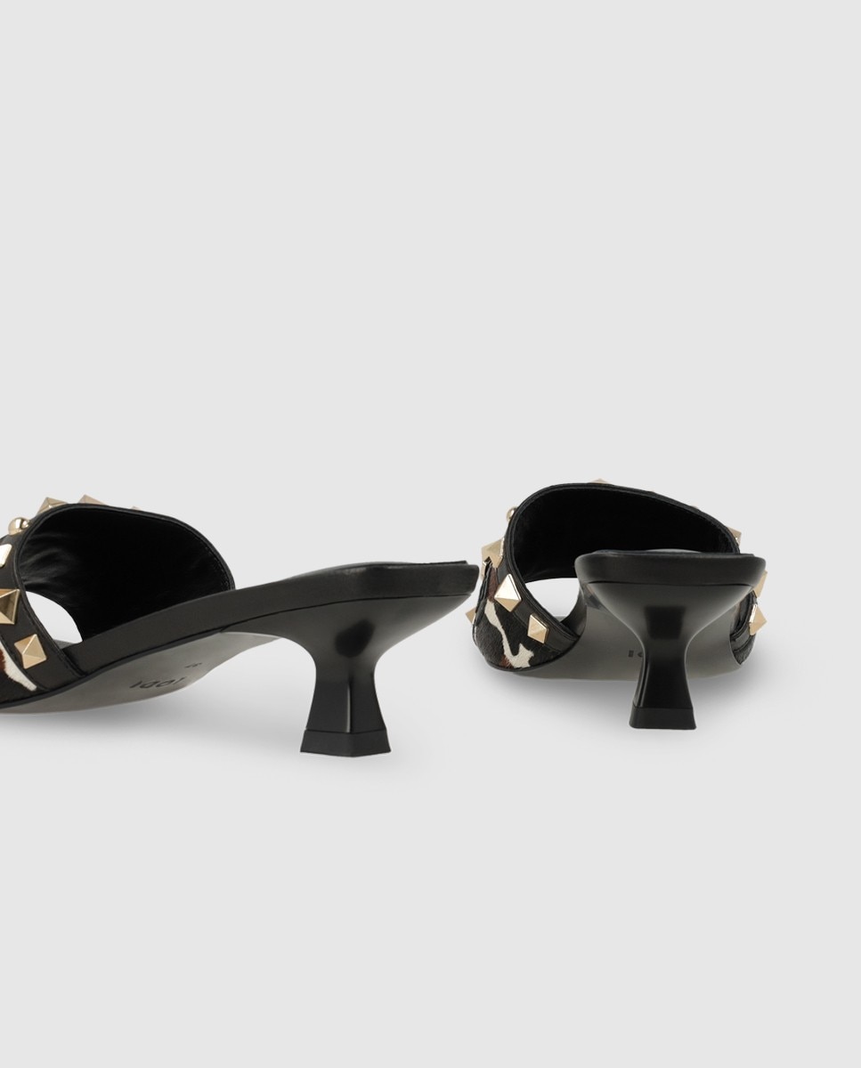 Sandalias de mujer en piel con tachas - Lodi - Negro Negro-2