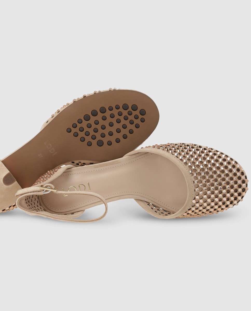 Imagen 4 de Zapatos de mujer en ante y pedrería - Lodi - Nude Nude