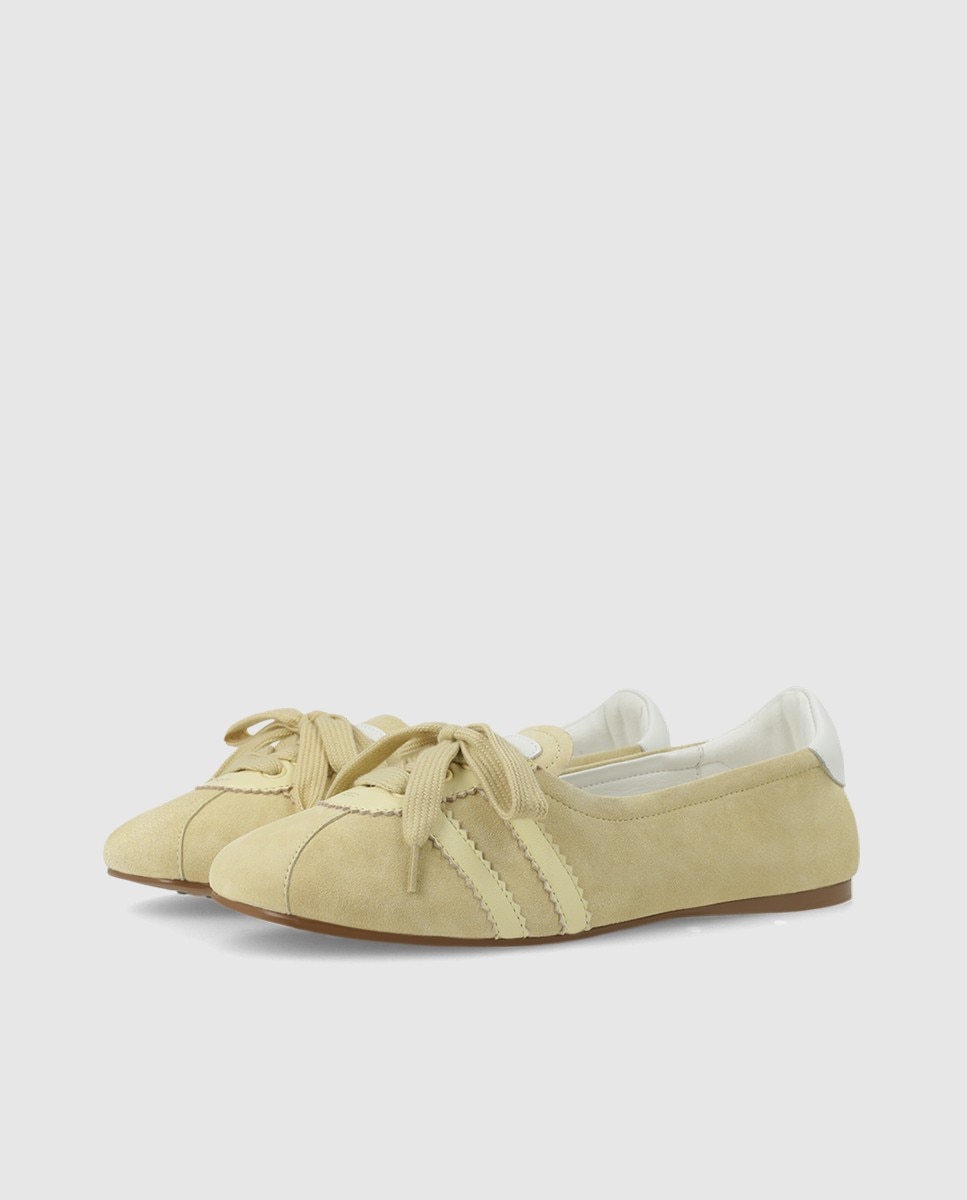 Bailarinas deportivas de mujer en piel y cordones - Lodi - Amarillo Amarillo-3
