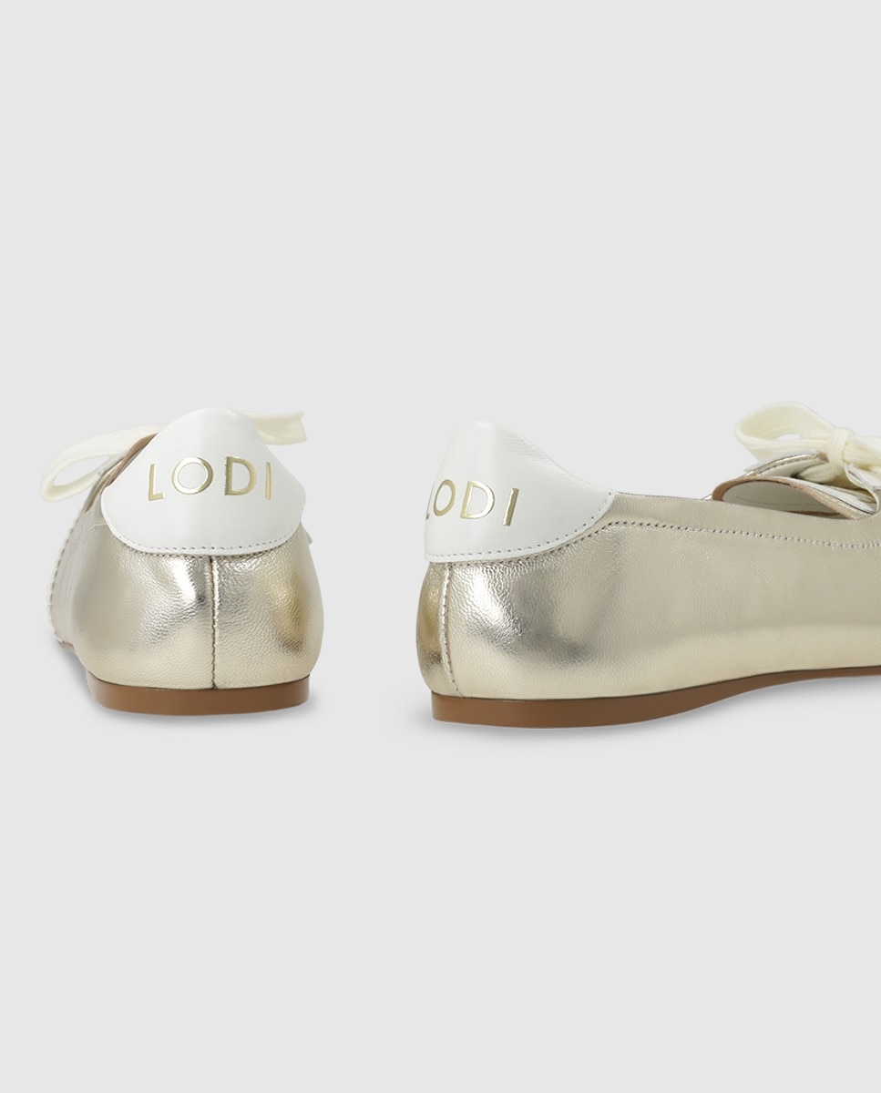 Bailarinas deportivas de mujer en piel y cordones - Lodi - Oro Oro-2