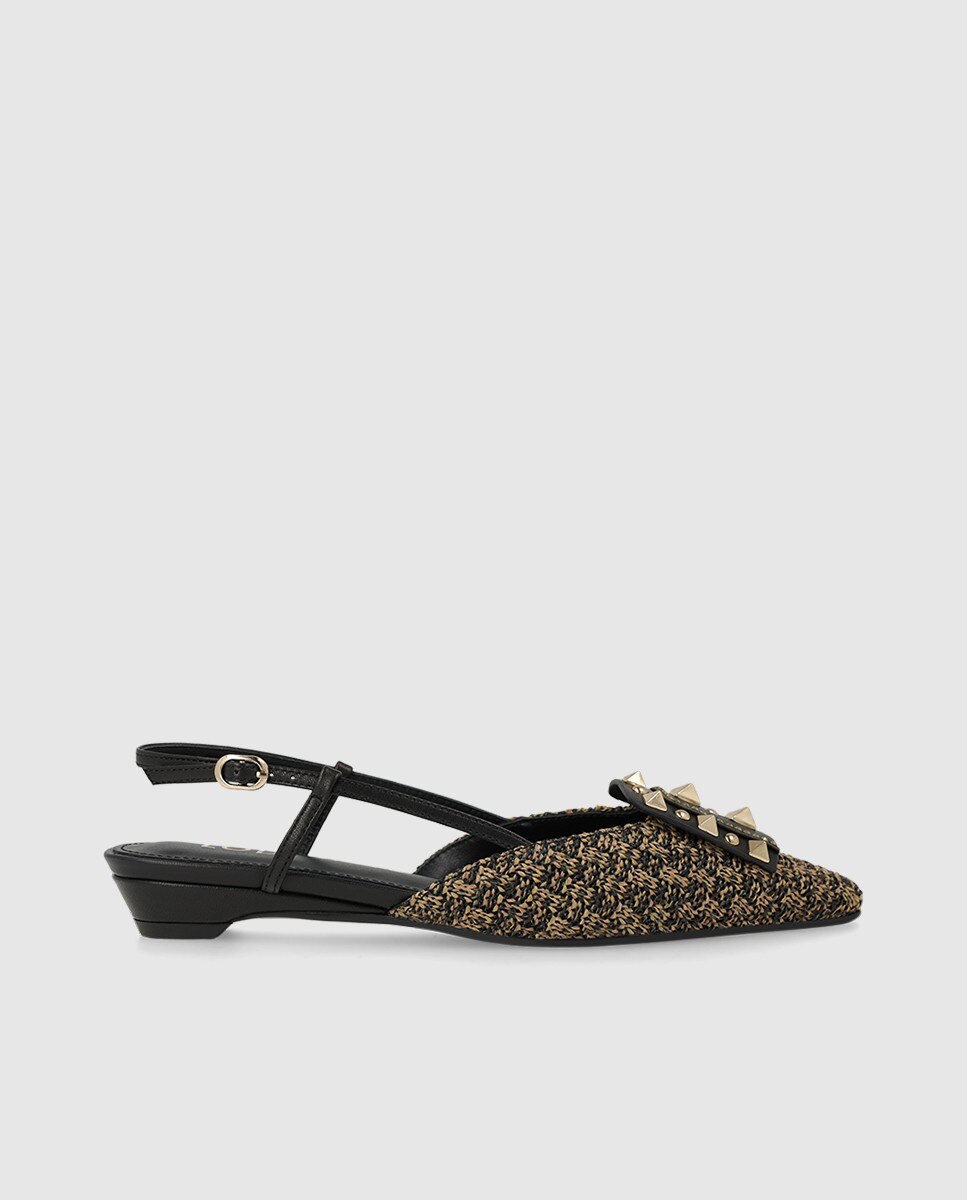 Zapatos mujer rafia natural piel testa | Verano LODI - Negro Negro-1