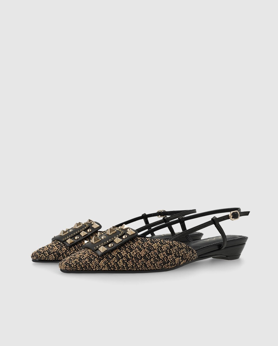 Zapatos mujer rafia natural piel testa | Verano LODI - Negro Negro-3