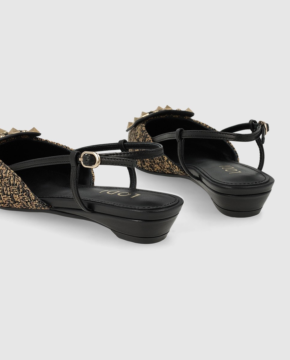Zapatos mujer rafia natural piel testa | Verano LODI - Negro Negro-2