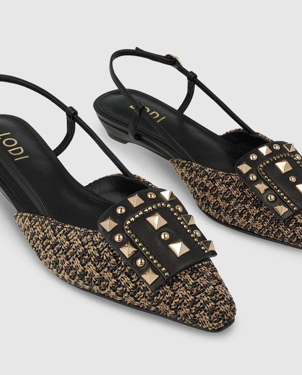 Zapatos mujer rafia natural piel testa | Verano LODI - Negro Negro-4