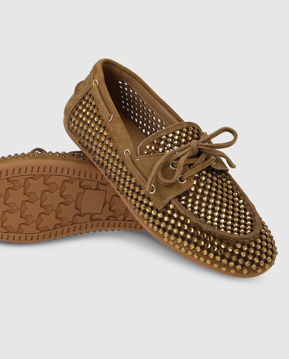 Mocasines de mujer calados en ante - Lodi - Marrón Marrón-4