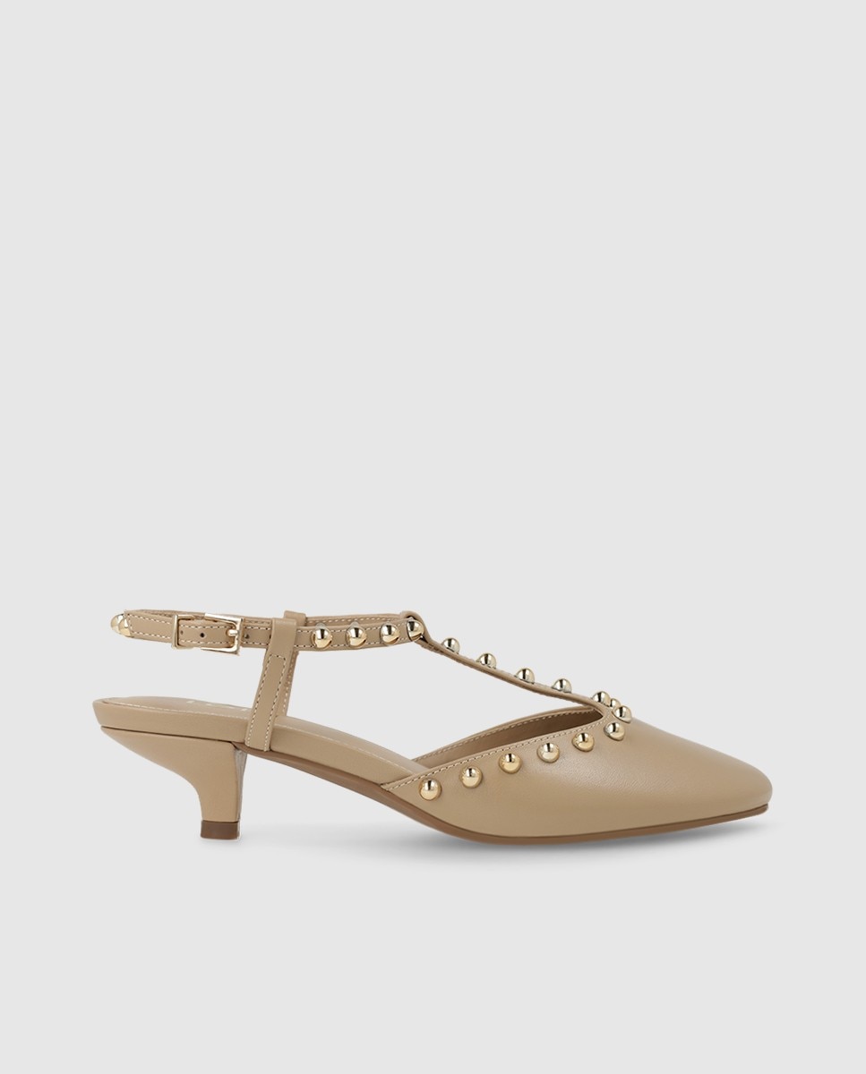 Imagen 1 de Zapatos de mujer en piel y tachas - Lodi - Beige Beige