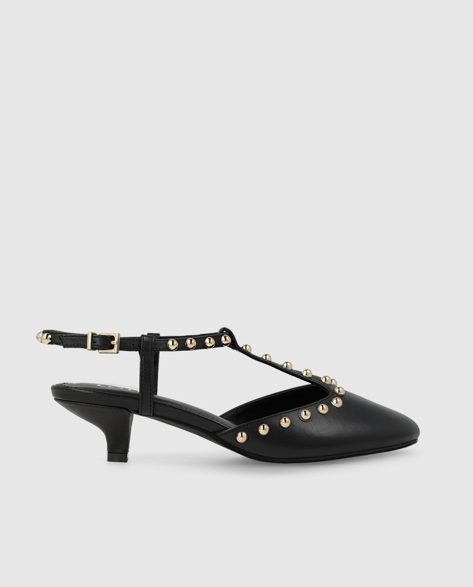 Lodi - Zapatos de salón destalonado de mujer en piel y tachas.