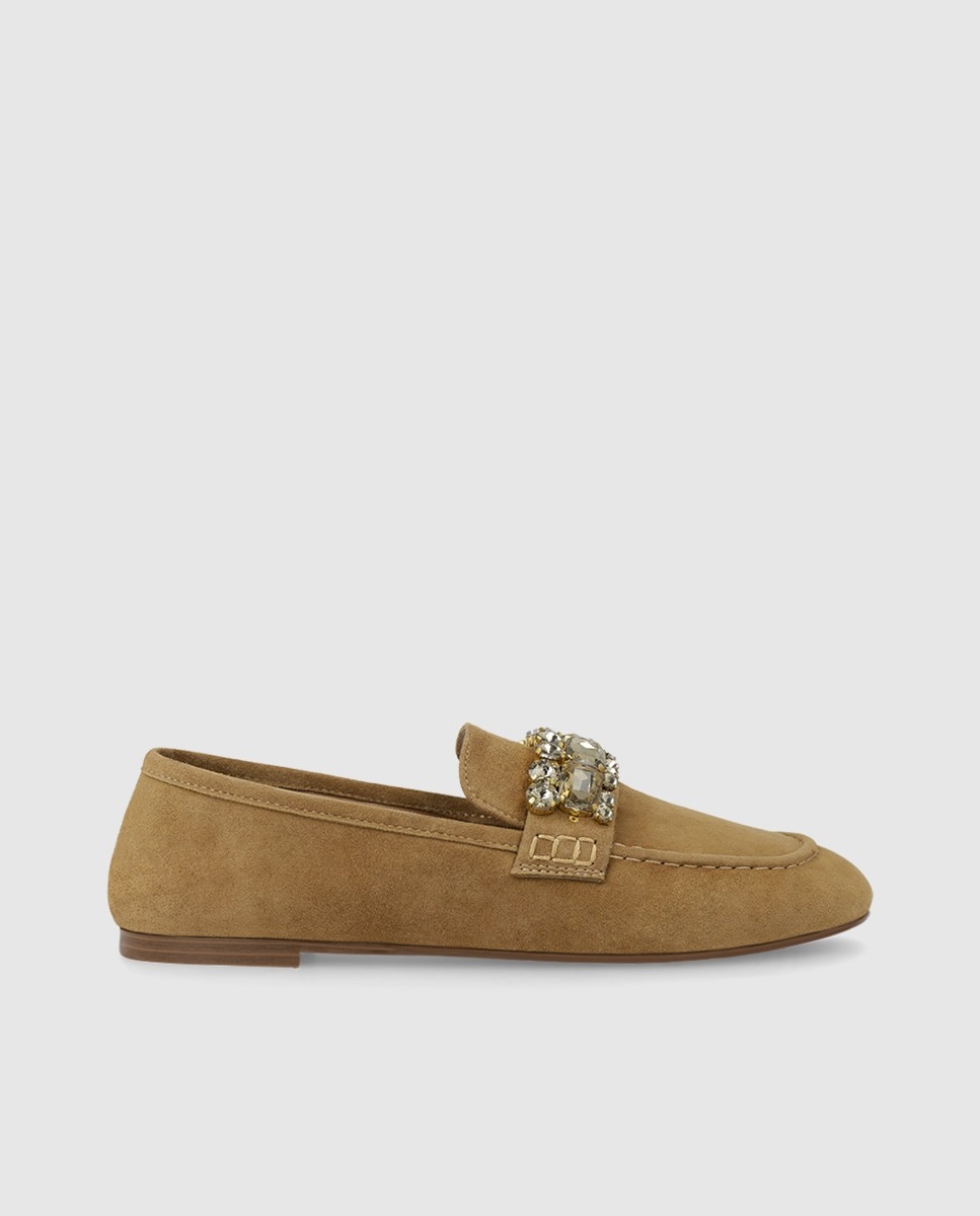 Mocasines de mujer en ante y pedrería - Lodi - Marrón Marrón-1