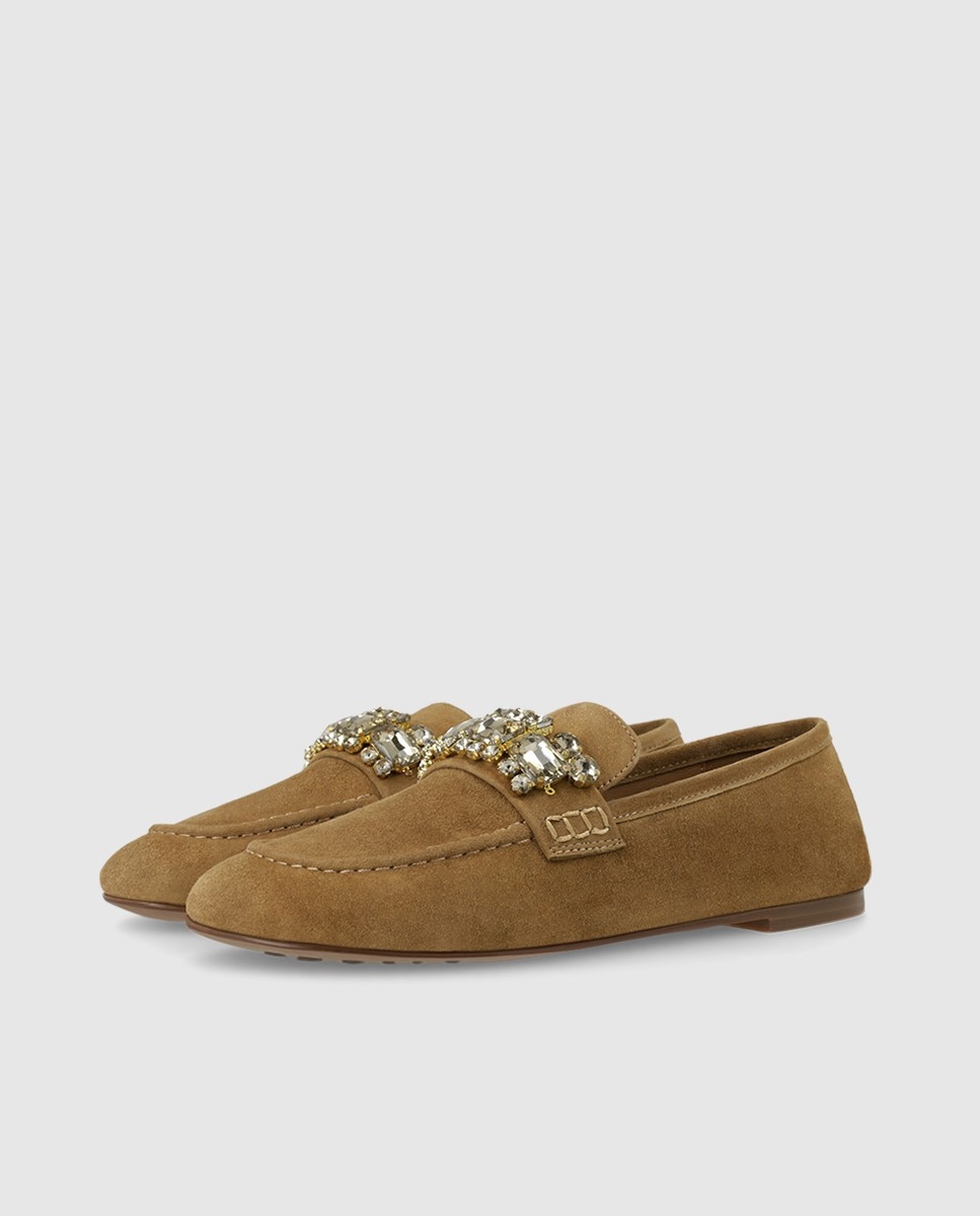 Mocasines de mujer en ante y pedrería - Lodi - Marrón Marrón-3