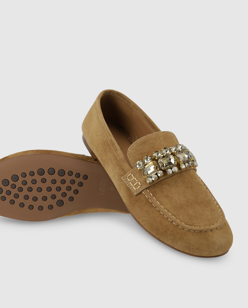 Mocasines de mujer en ante y pedrería - Lodi - Marrón Marrón-4