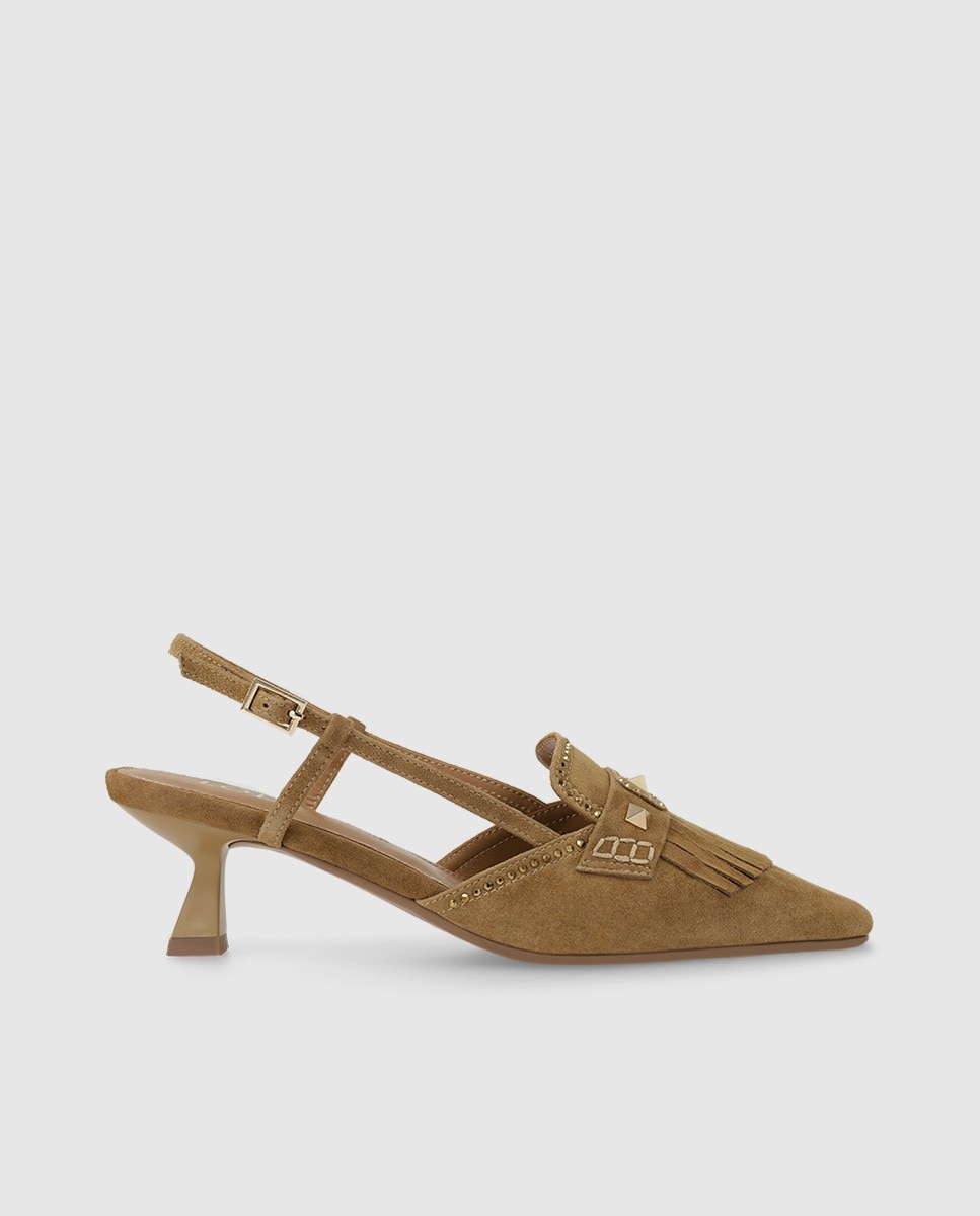 Zapatos de salón destalonados de mujer en ante - Lodi - Beige Beige-1