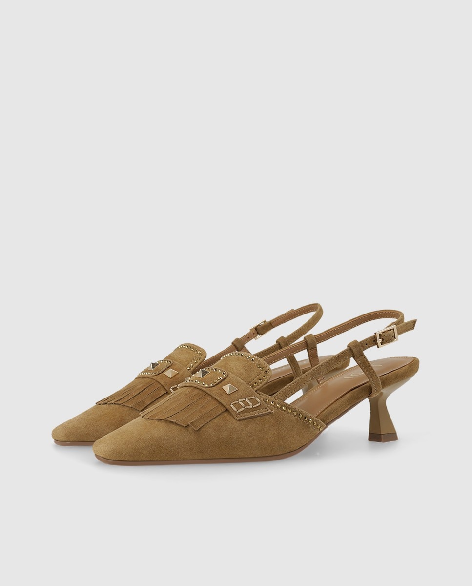Zapatos de salón destalonados de mujer en ante - Lodi - Beige Beige-3