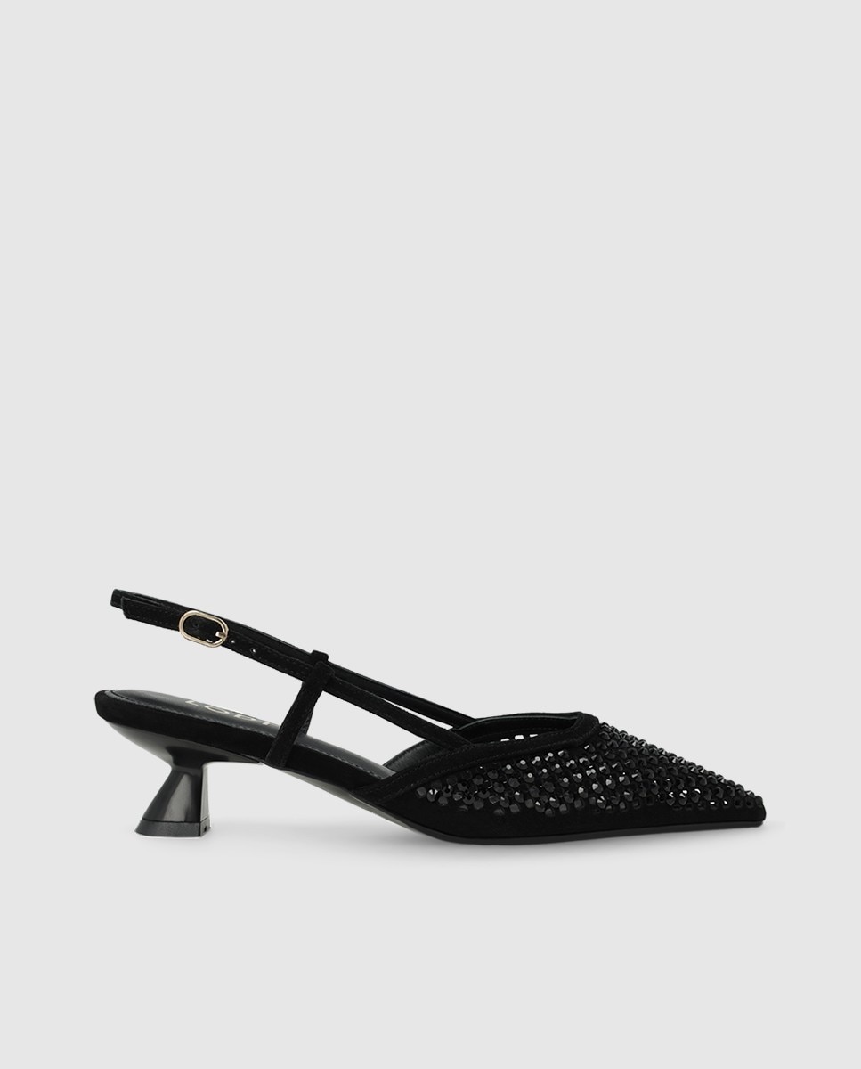 Zapatos de salón destalonados de mujer en ante - Lodi - Negro Negro-1