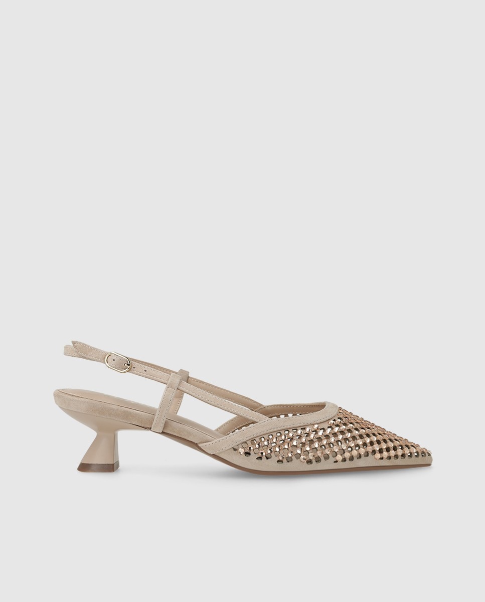 Imagen 0 de Zapatos de salón destalonados de mujer en ante Natural