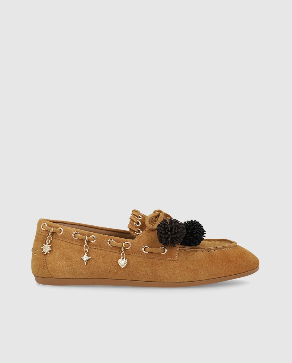Mocasines de mujer en ante con abalorios - Lodi - Marrón Marrón-1