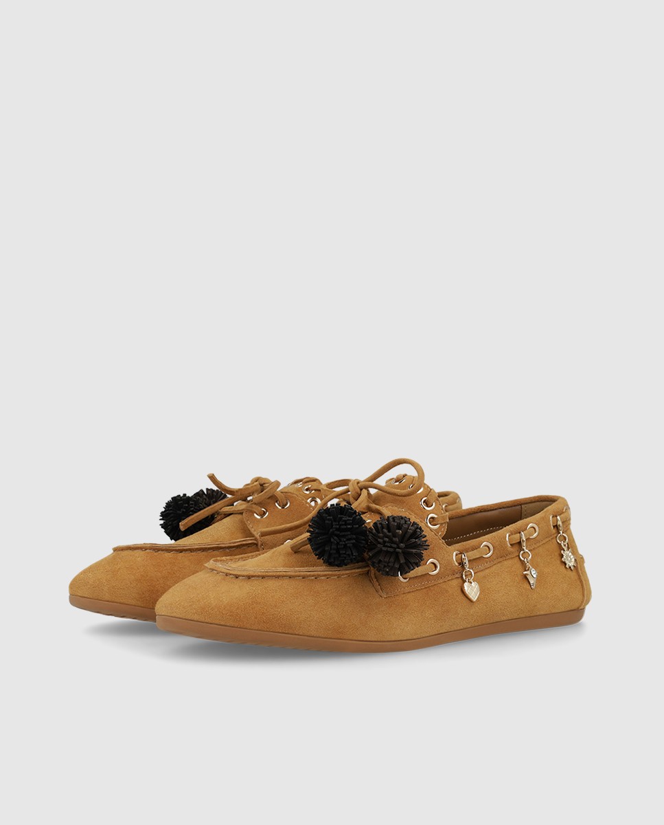 Mocasines de mujer en ante con abalorios - Lodi - Marrón Marrón-3