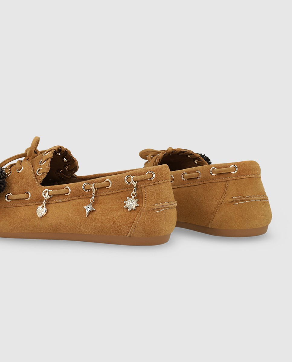 Mocasines de mujer en ante con abalorios - Lodi - Marrón Marrón-2