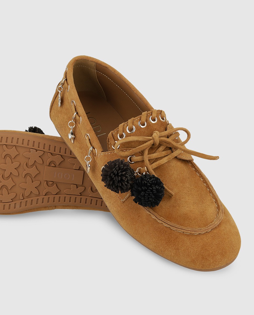 Mocasines de mujer en ante con abalorios - Lodi - Marrón Marrón-4