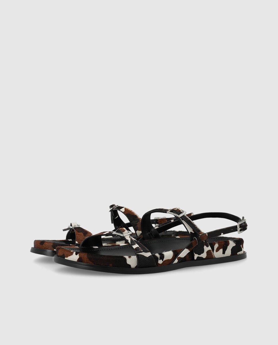 Sandalias de mujer en piel efecto animal print - Lodi - Negro Negro-3