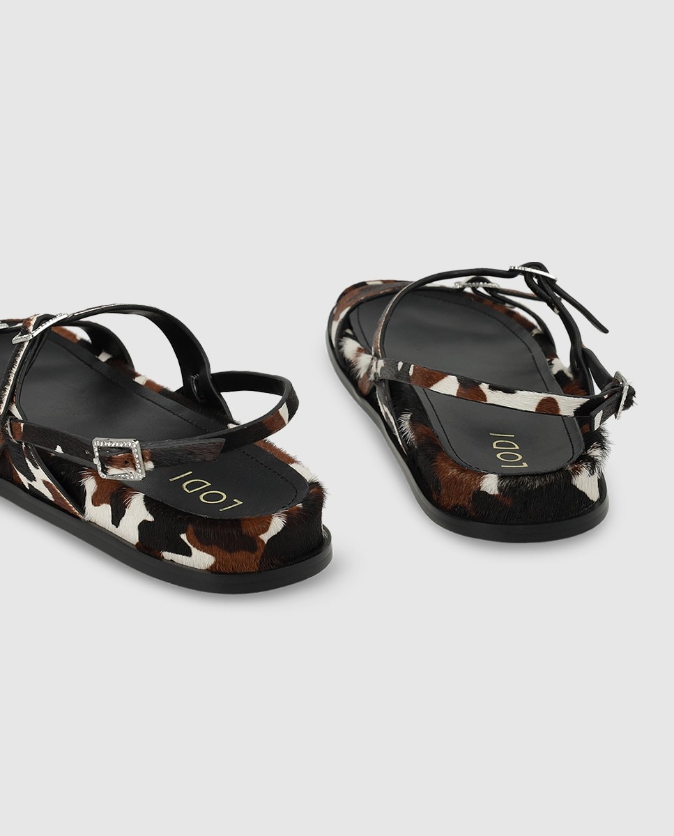 Sandalias de mujer en piel efecto animal print - Lodi - Negro Negro-2