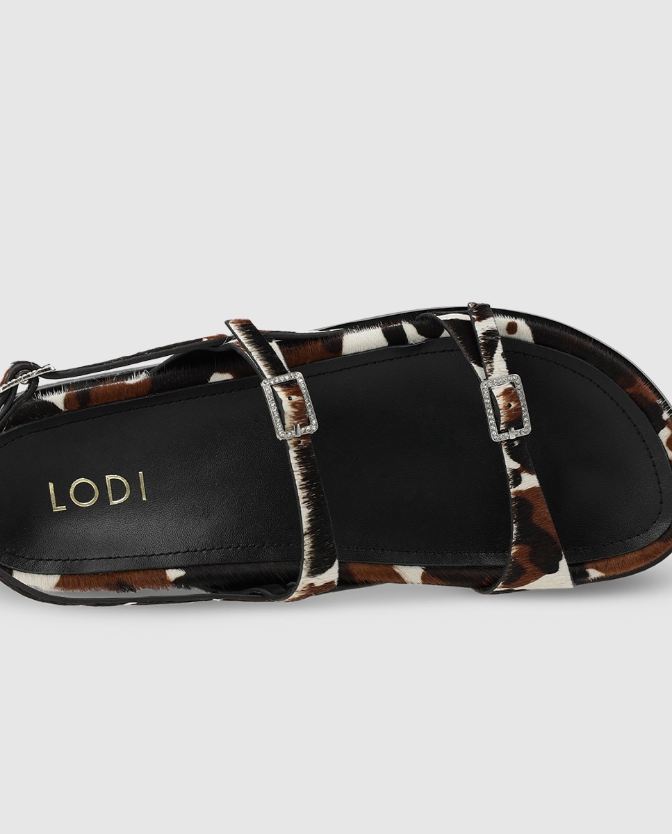 Sandalias de mujer en piel efecto animal print - Lodi - Negro Negro-4