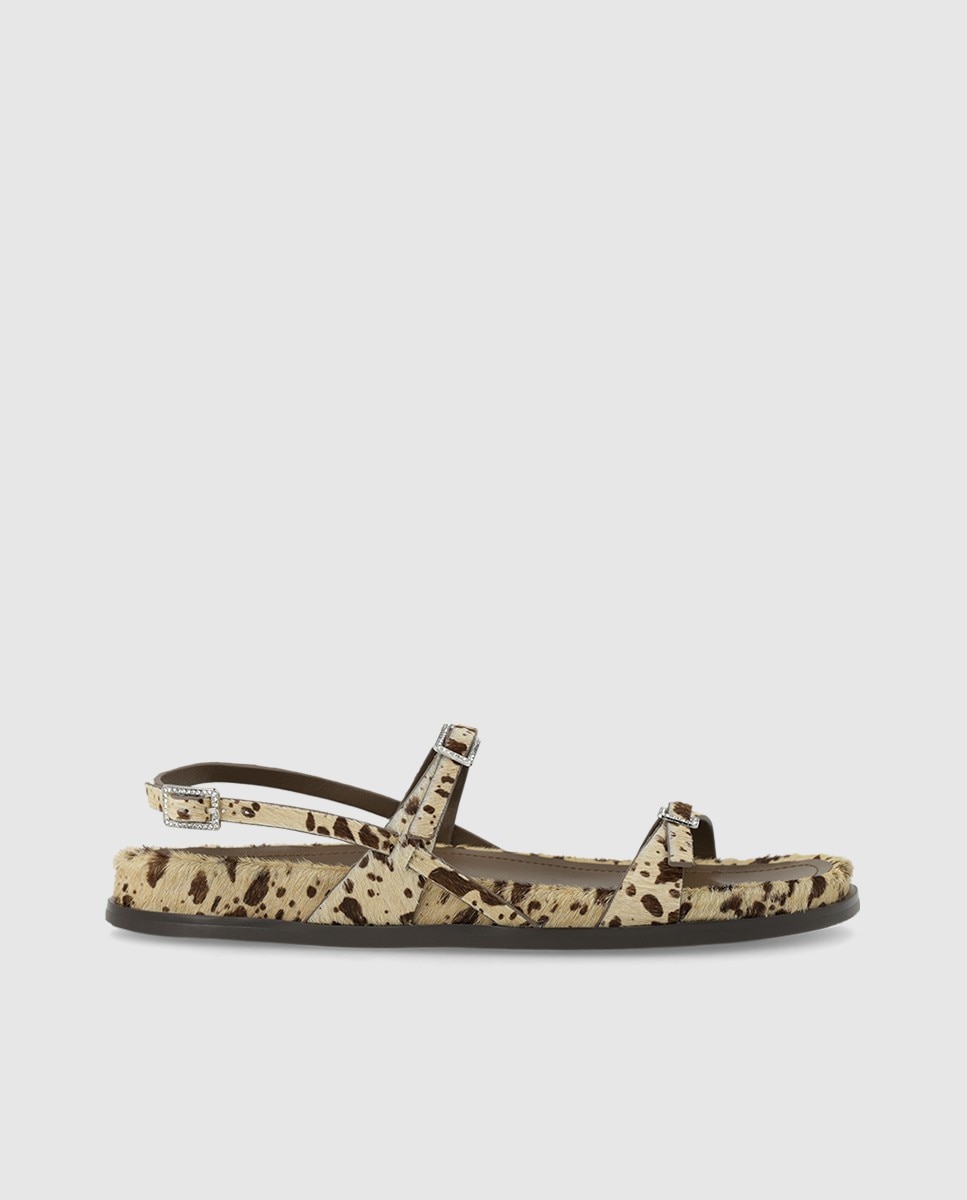 Sandalias de mujer en piel efecto animal print - Lodi - Marrón Marrón-1