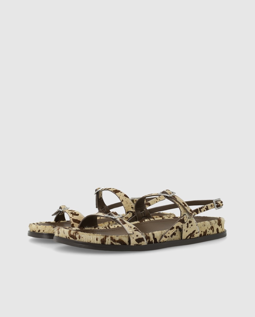 Sandalias de mujer en piel efecto animal print - Lodi - Marrón Marrón-3