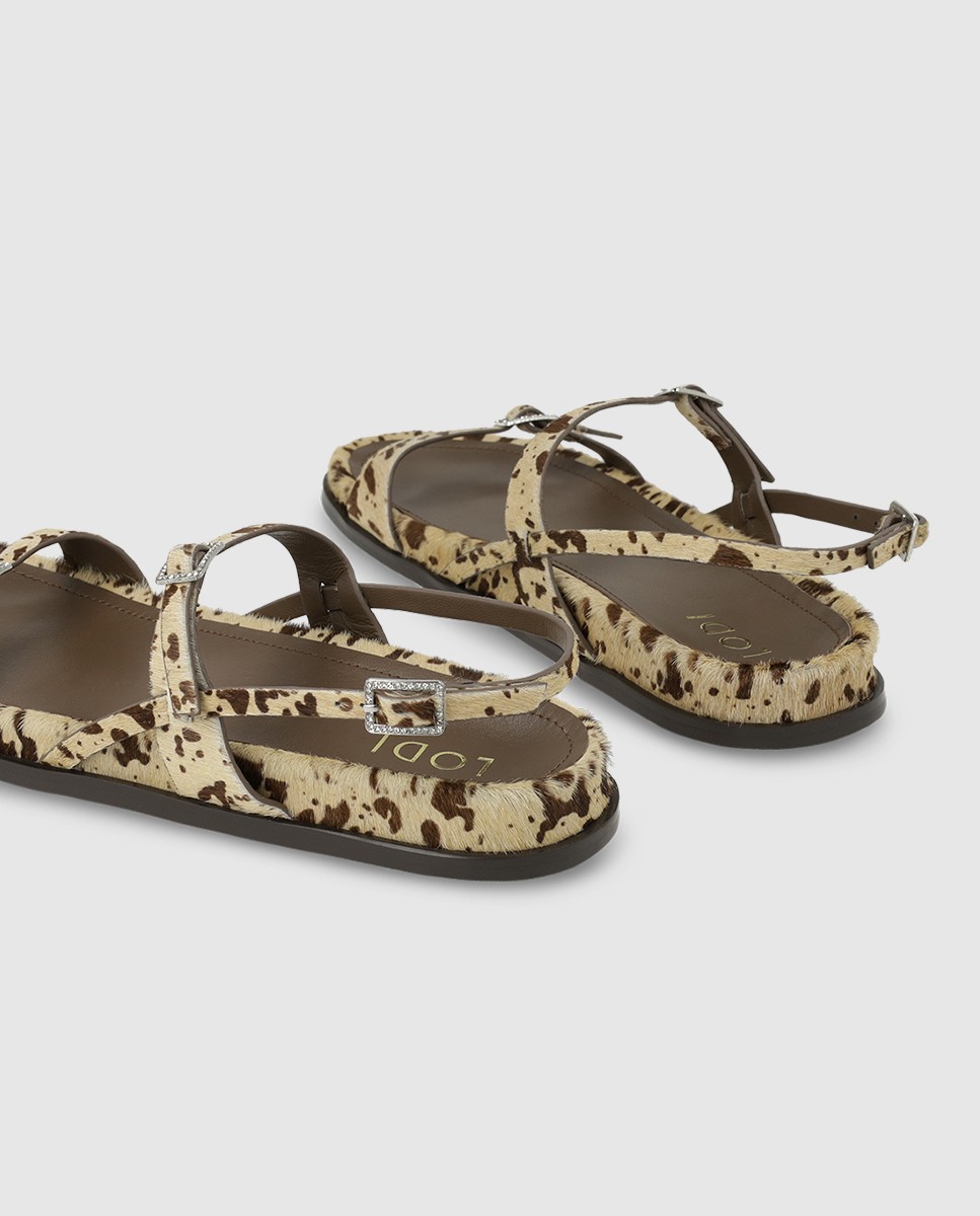Sandalias de mujer en piel efecto animal print - Lodi - Marrón Marrón-2