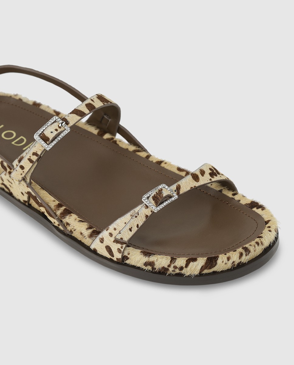 Sandalias de mujer en piel efecto animal print - Lodi - Marrón Marrón-4