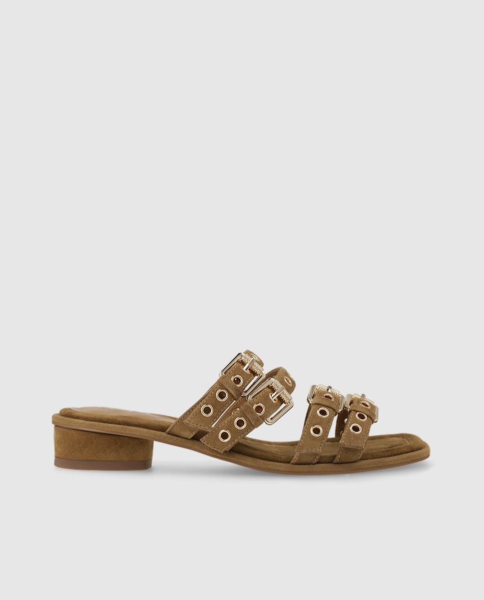 Sandalias de mujer en piel con remaches - Lodi - Marrón Marrón-1