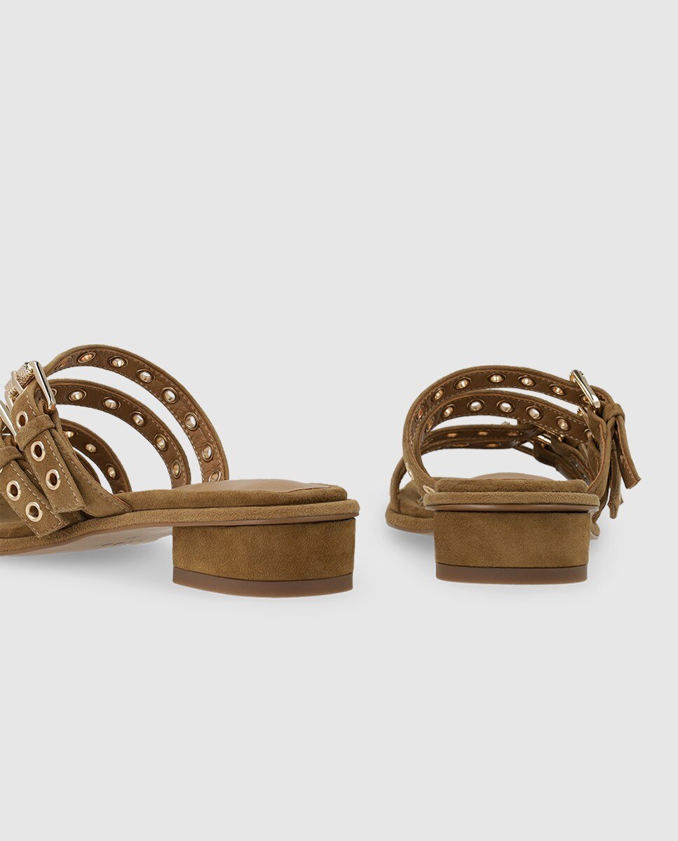 Sandalias de mujer en piel con remaches - Lodi - Marrón Marrón-2