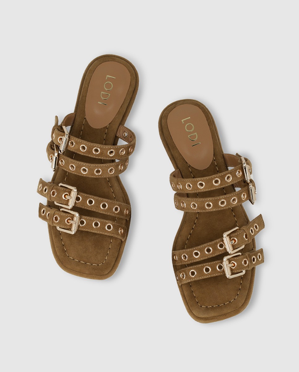Sandalias de mujer en piel con remaches - Lodi - Marrón Marrón-4