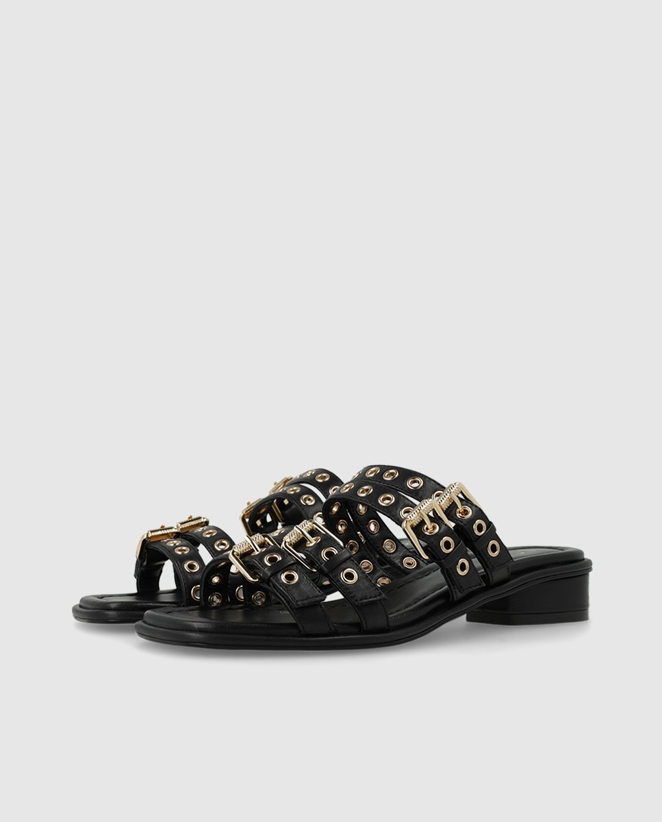 Sandalias de mujer en piel con remaches - Lodi - Negro Negro-3