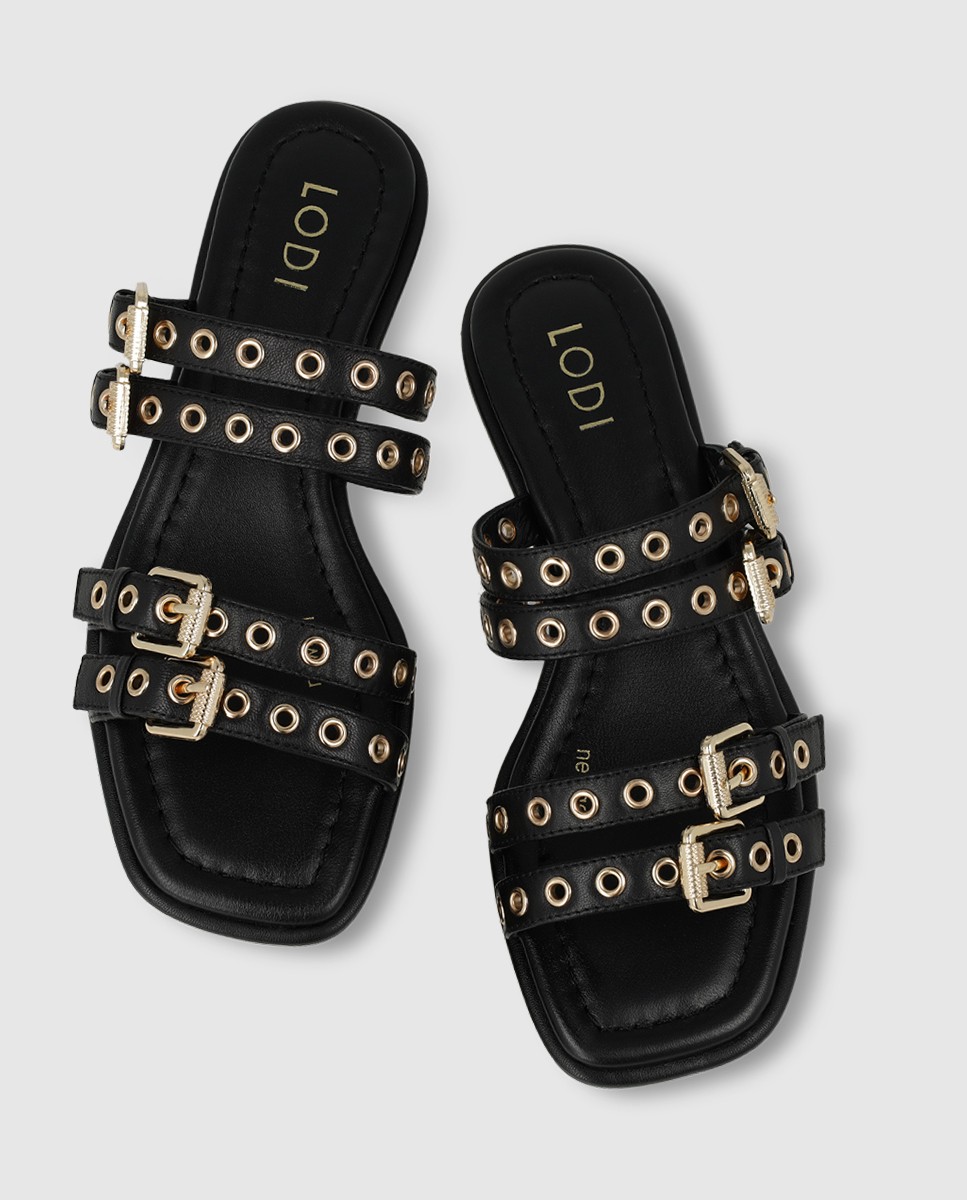 Sandalias de mujer en piel con remaches - Lodi - Negro Negro-4