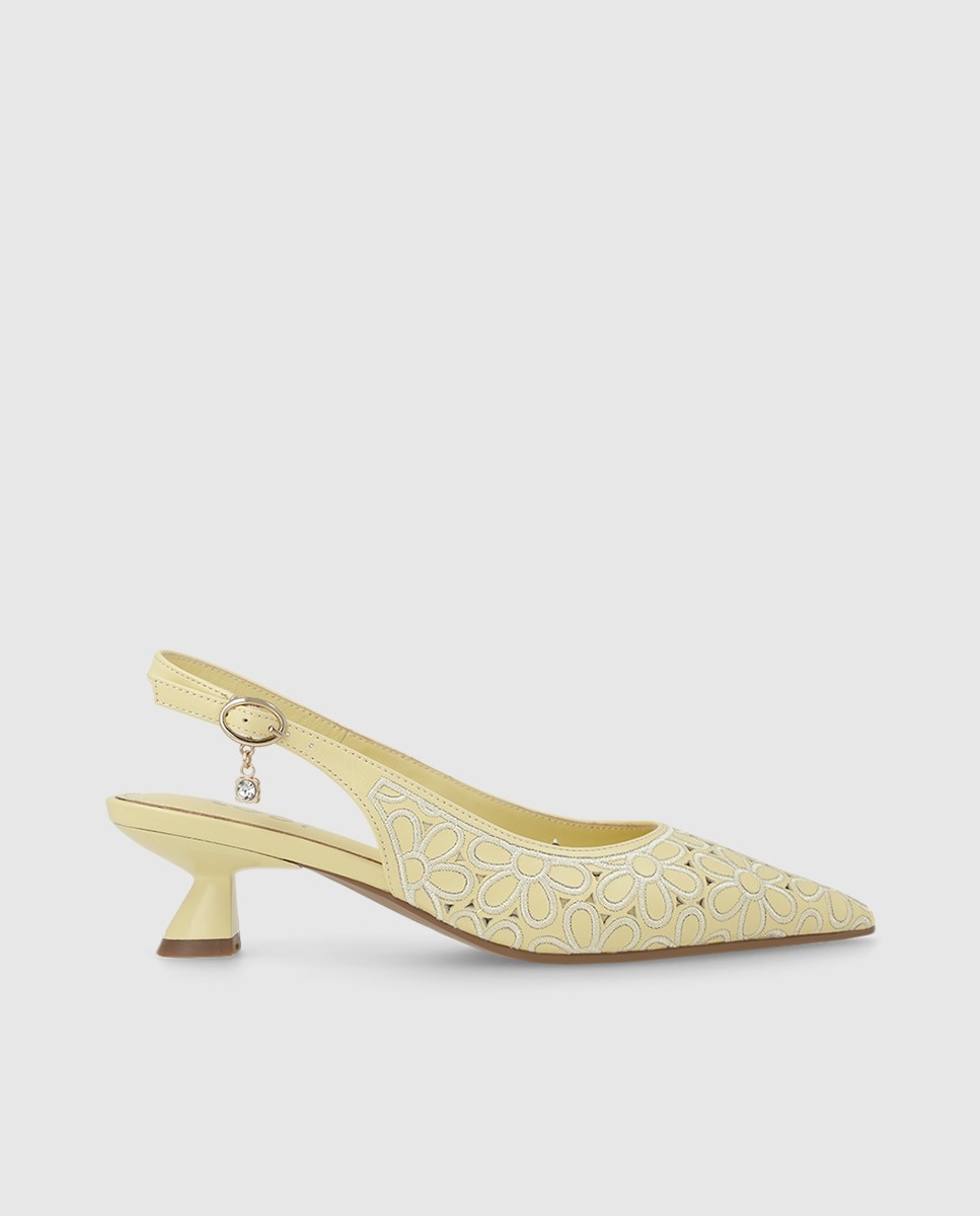 Zapatos de salón destalonados de mujer en piel - Lodi - Amarillo Amarillo-1