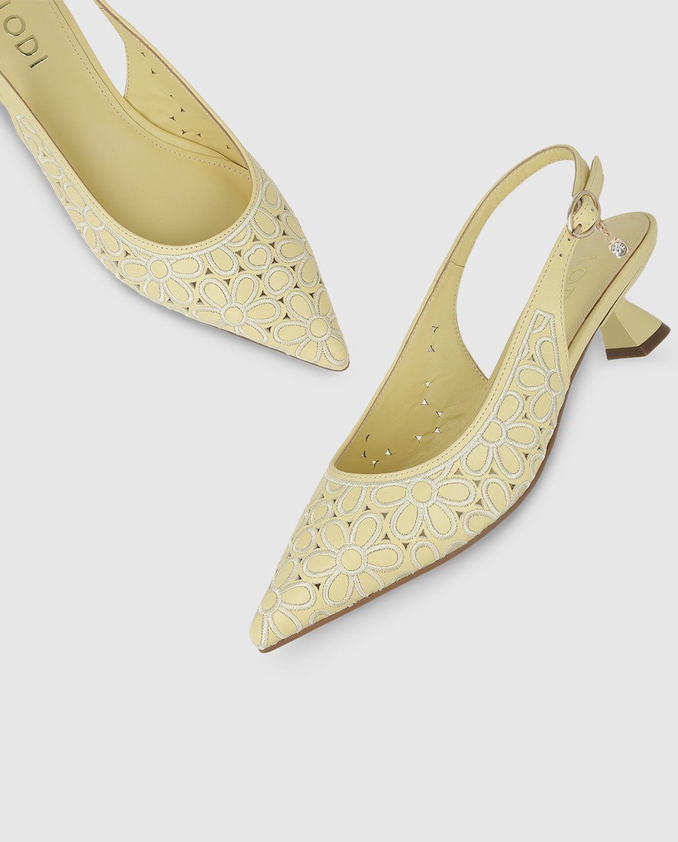Zapatos de salón destalonados de mujer en piel - Lodi - Amarillo Amarillo-4
