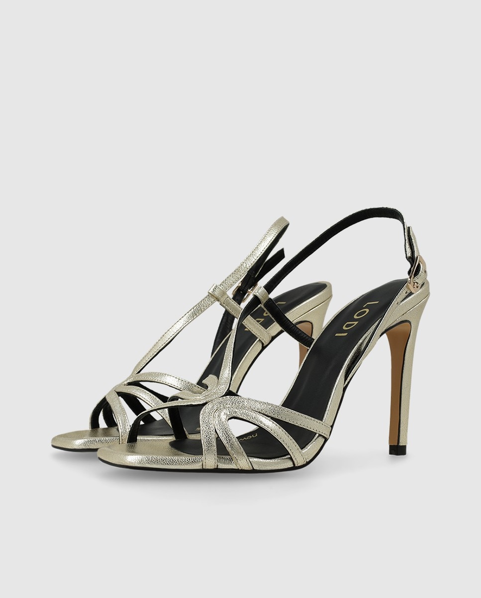 Sandalias de mujer en piel metalizada con tiras - Lodi - Oro Oro-3