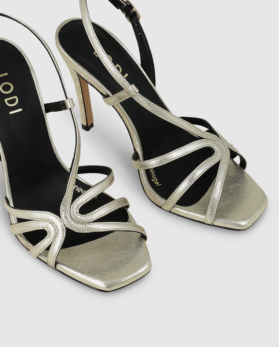 Sandalias de mujer en piel metalizada con tiras - Lodi - Oro Oro-4