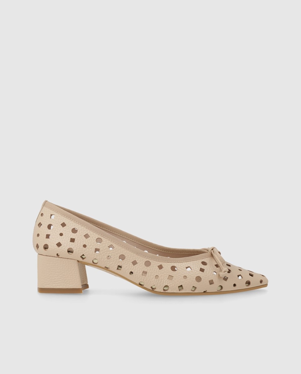 Zapatos de mujer en piel con calados - Lodi - Beige Beige-1