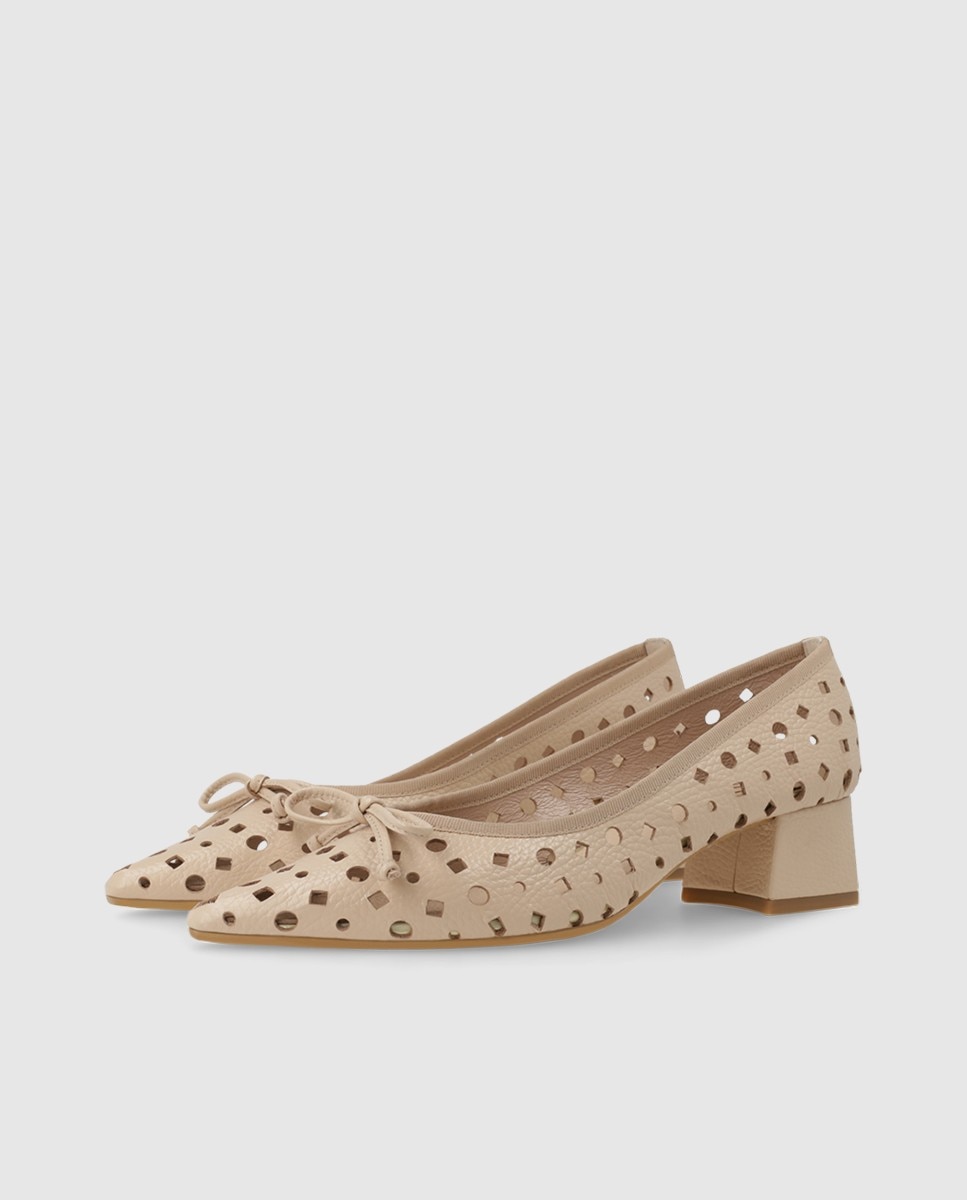 Zapatos de mujer en piel con calados - Lodi - Beige Beige-3