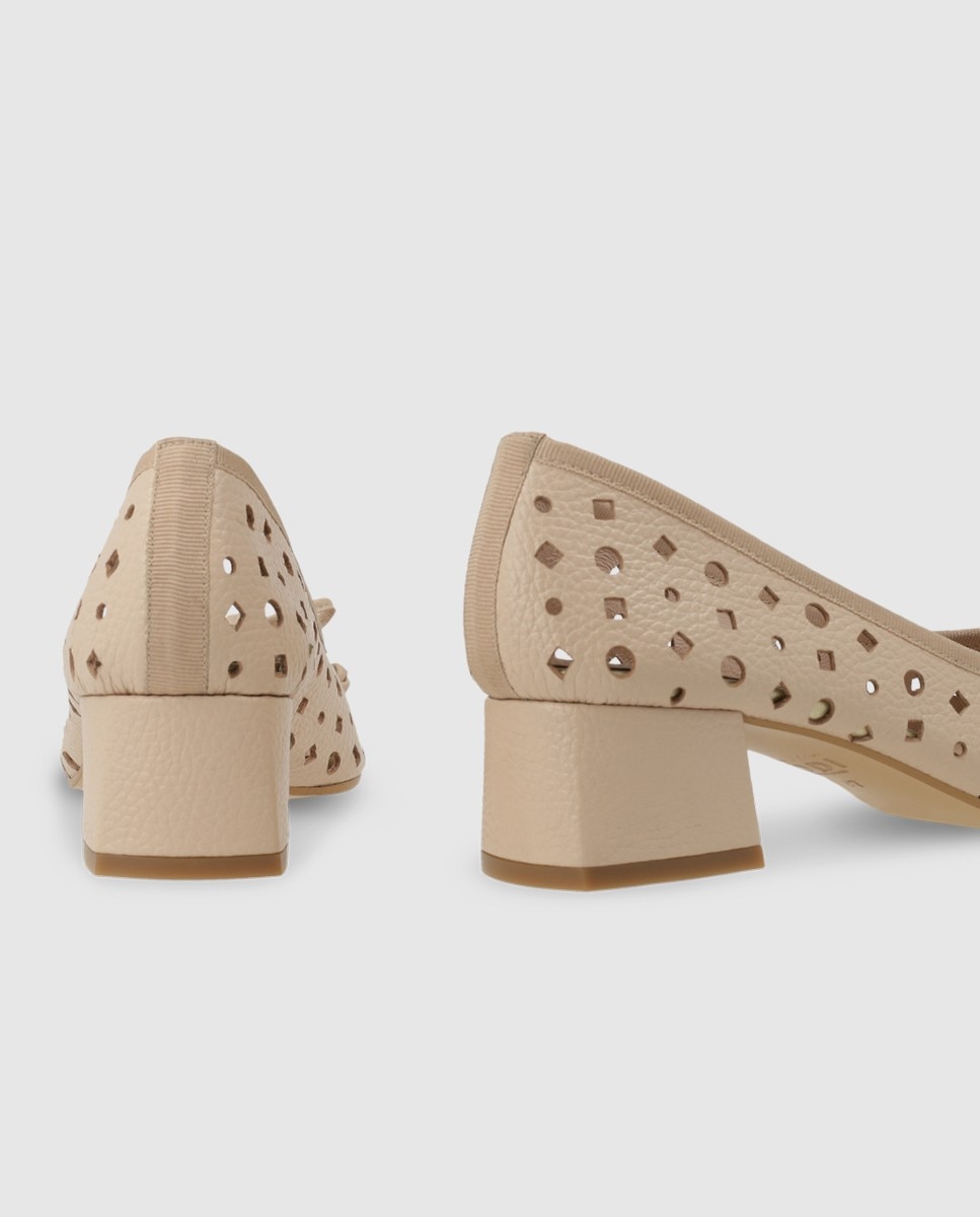 Zapatos de mujer en piel con calados - Lodi - Beige Beige-2