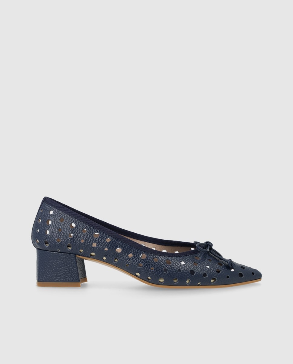 Zapatos de mujer en piel con calados - Lodi - Azul Azul-1