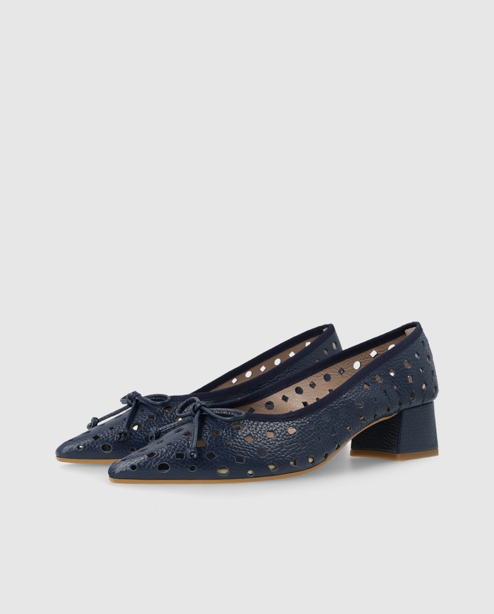Zapatos de mujer en piel con calados - Lodi - Azul Azul-3