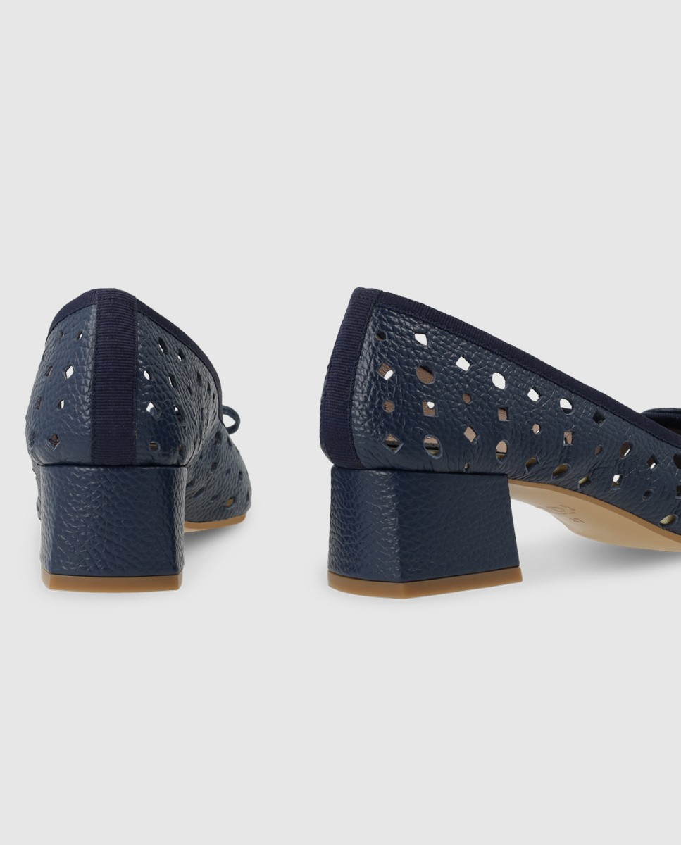 Zapatos de mujer en piel con calados - Lodi - Azul Azul-2