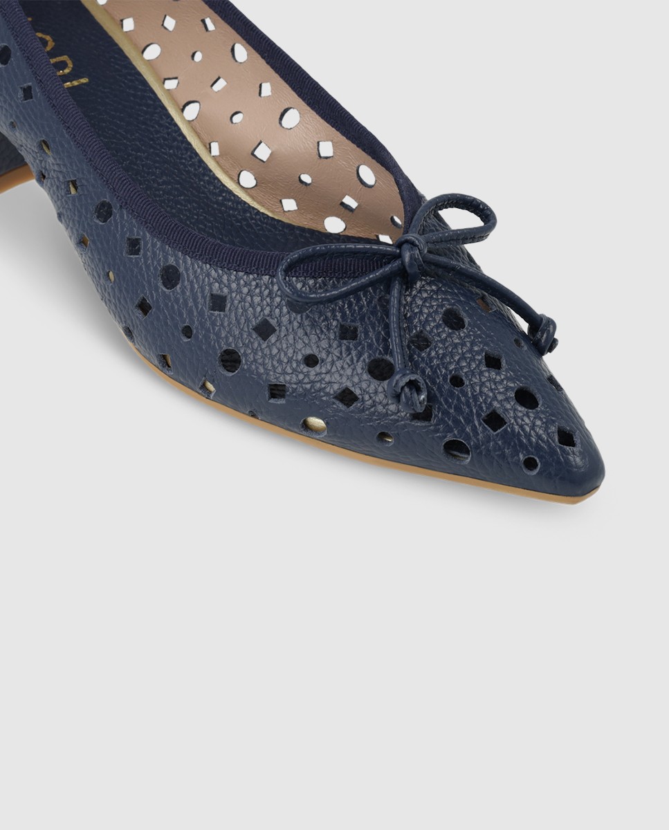 Zapatos de mujer en piel con calados - Lodi - Azul Azul-4