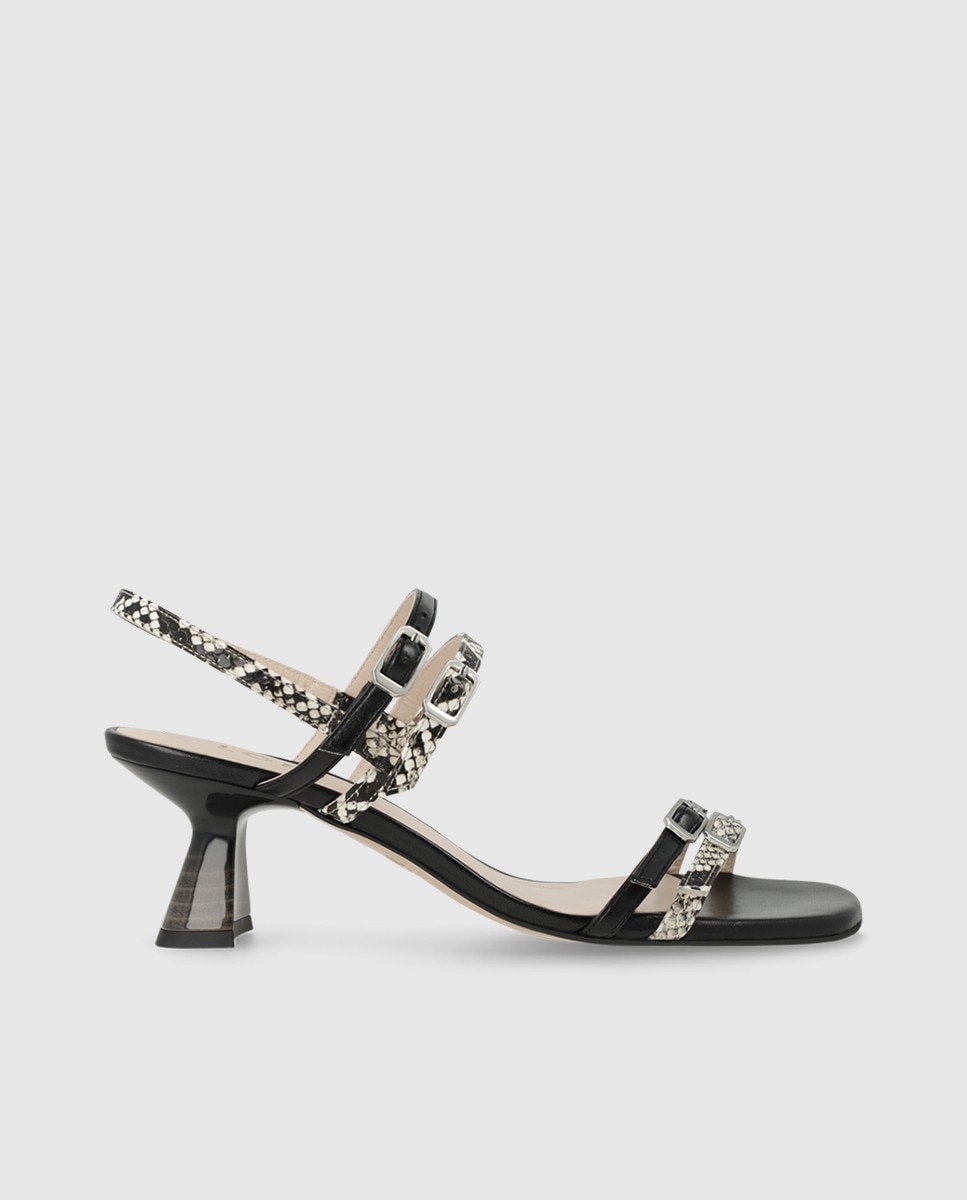Sandalias de mujer en piel efecto animal print - Lodi - Negro Negro-1