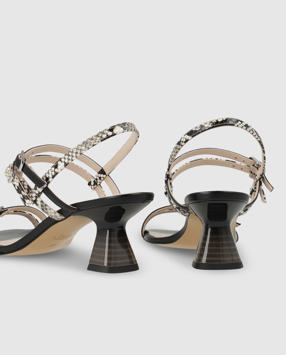 Sandalias de mujer en piel efecto animal print - Lodi - Negro Negro-2