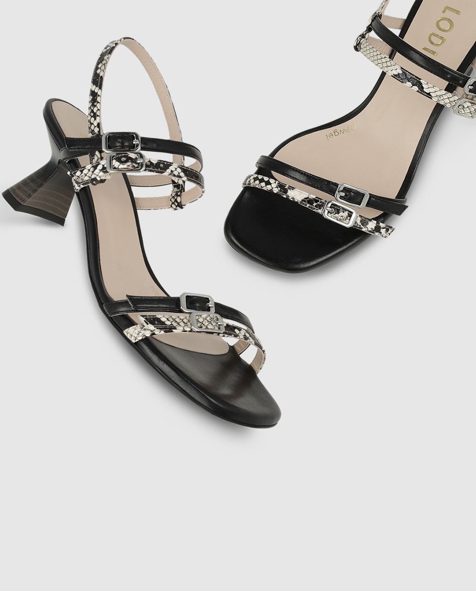 Sandalias de mujer en piel efecto animal print - Lodi - Negro Negro-4