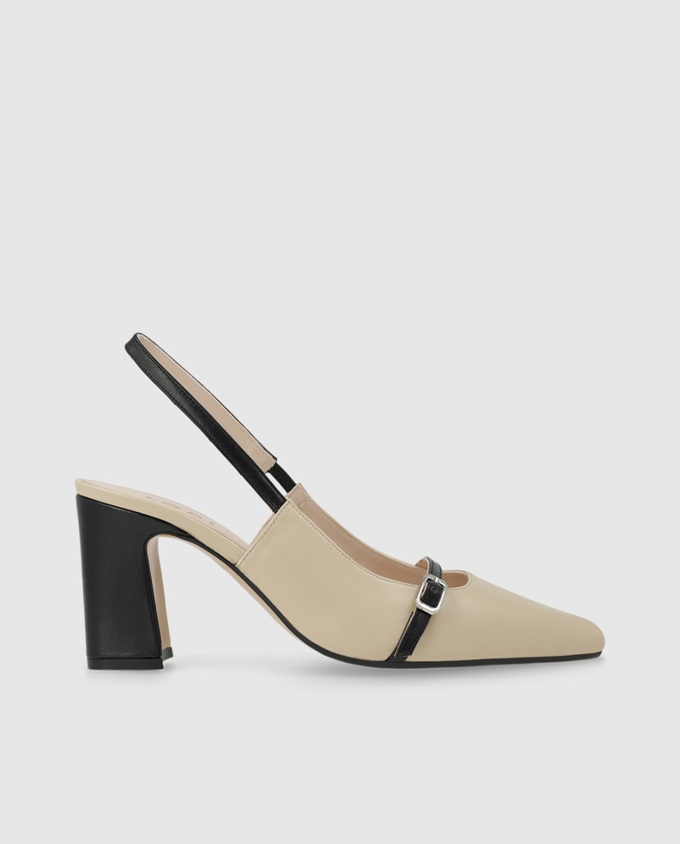 Zapatos de salón destalonados de mujer en piel - Lodi - Beige Beige-1